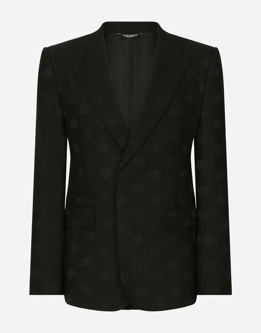 SINGLE-BREASTED WOOL SICILIA-FIT JACKET WITH JACQUARD DG DETAILING