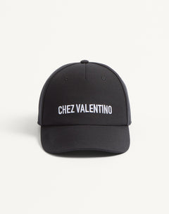 Baseball Cap Chez Valentino In Cotone Con Ricamo
