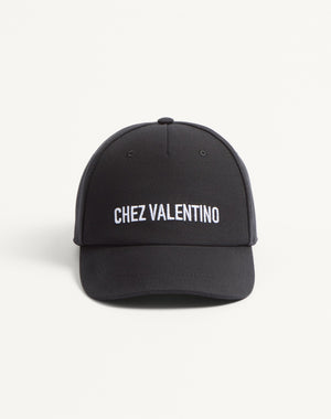 Baseball Cap Chez Valentino In Cotone Con Ricamo