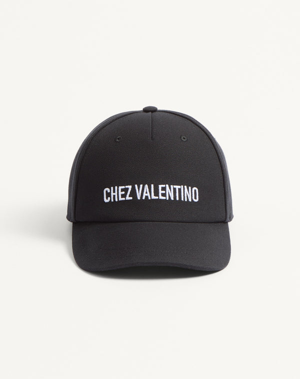 Baseball Cap Chez Valentino In Cotone Con Ricamo