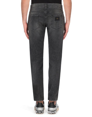 GRAY WASHED STRETCH SKINNY JEANS