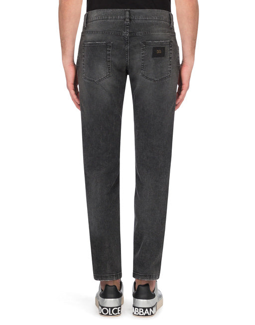 GRAY WASHED STRETCH SKINNY JEANS