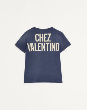 T-Shirt In Cotone Con Stampa E Patch Chez Valentino
