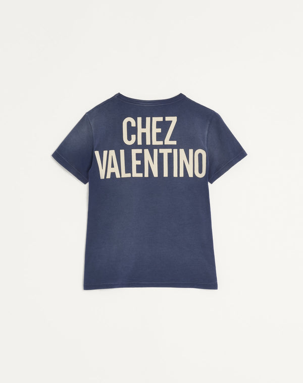 T-Shirt In Cotone Con Stampa E Patch Chez Valentino