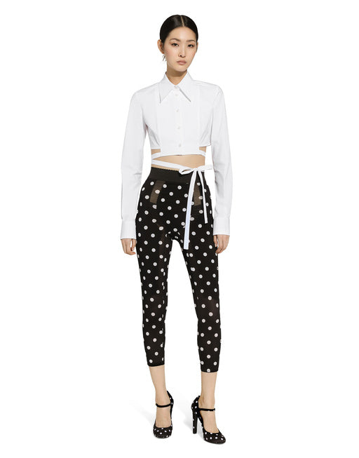 SHORT COTTON SHIRT WITH CROSSED LACES