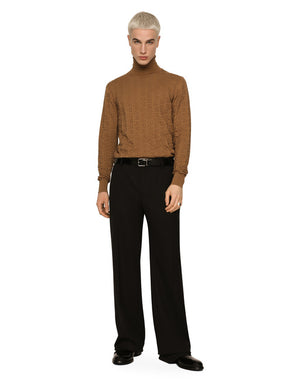 SILK JACQUARD TURTLENECK SWEATER WITH DG LOGO