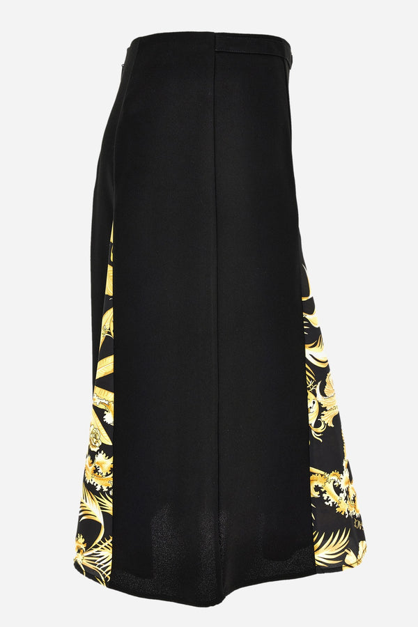 Skirt In Enver Satin-Twill Poly Details Baroque Palm Allover  Print