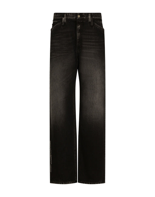 OVERSIZE WIDE-LEG WASHED JEANS WITH DGVIB3 PRINT