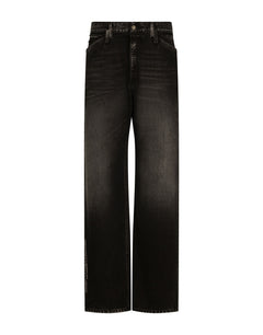 OVERSIZE WIDE-LEG WASHED JEANS WITH DGVIB3 PRINT