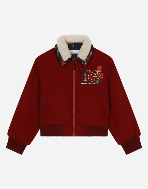 WOOL-BLEND JACKET WITH DG LOGO AND FLORAL DETAILING