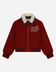 WOOL-BLEND JACKET WITH DG LOGO AND FLORAL DETAILING
