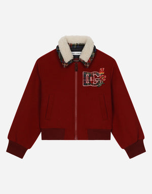 WOOL-BLEND JACKET WITH DG LOGO AND FLORAL DETAILING