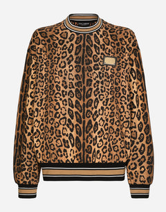 CRESPO LEO PRINTED CREWNECK SWEATSHIRT WITH PLAQUE