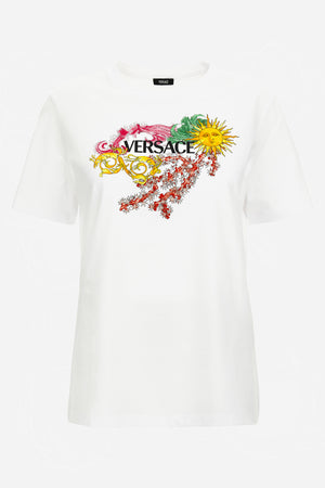 T-Shirt In Jersey With Versace Palm Print