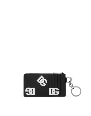 CALFSKIN CARD HOLDER WITH ALL-OVER DG PRINT AND RING