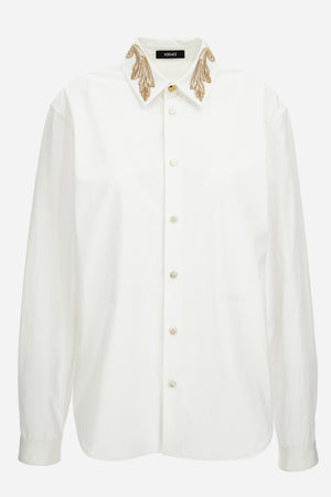 Informal Shirt In Poplin Fabric-Embroidered Collar