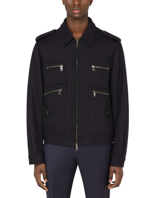 CASHMERE JACKET WITH LEATHER DETAILS