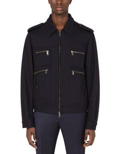 CASHMERE JACKET WITH LEATHER DETAILS