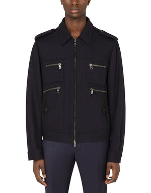 CASHMERE JACKET WITH LEATHER DETAILS