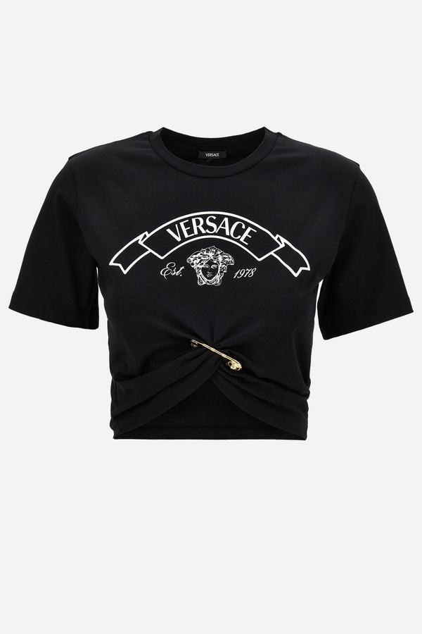 T-Shirt In Jersey Fabric With Verdace Medusa Print