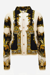 Knit Sweater In La Vacanza Printed Silk