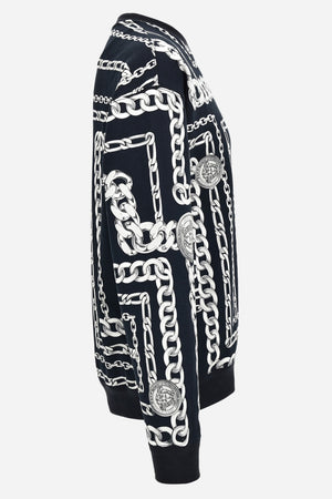 Sweatshirt In Cotton Fabric Medusa Chain Allover Print
