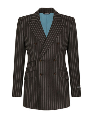 DOUBLE-BREASTED PINSTRIPE WOOL BEAT-FIT JACKET