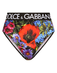 HIGH-WAISTED SATIN BRIEFS WITH MEADOW PRINT