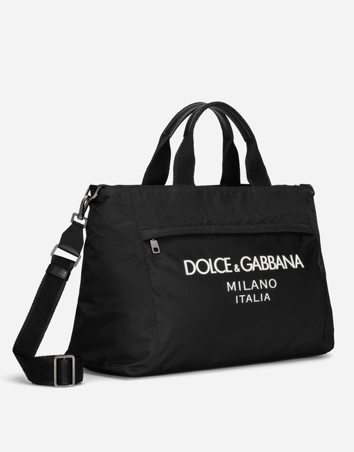 NYLON HOLDALL WITH RUBBERIZED LOGO