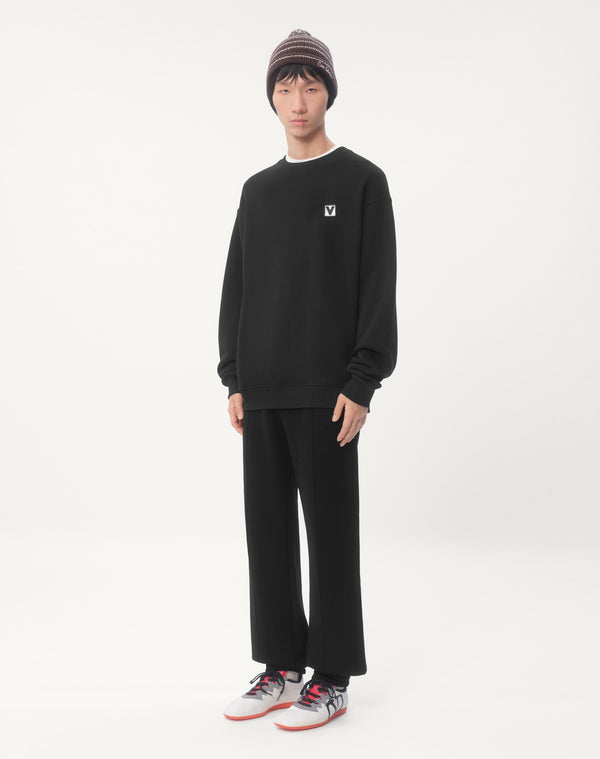 Felpa Girocollo In Cotone Con Patch Chez Valentino