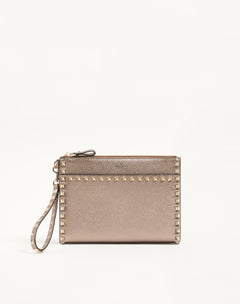 Pouch Rockstud In Vitello Granato Laminato