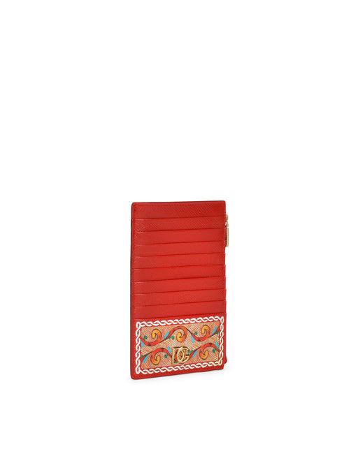 LARGE VERTICAL CARD HOLDER IN CARRETTO-PRINT DAUPHINE CALFSKIN
