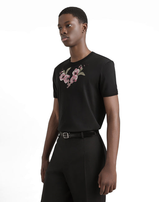 COTTON T-SHIRT WITH FLORAL PATCH