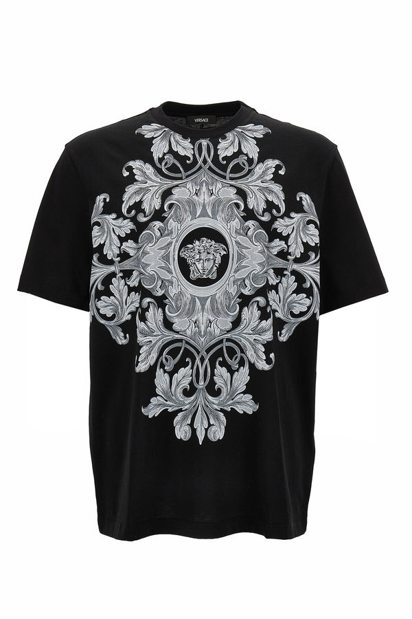 T-Shirt In Jersey Fabric + Barocco Medusa Print