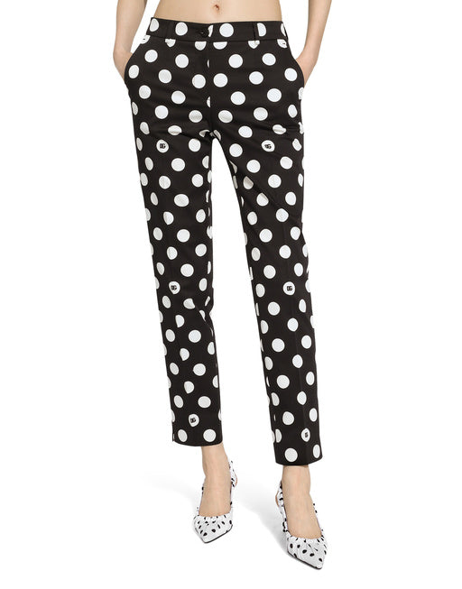 COTTON PANTS WITH POLKA-DOT PRINT