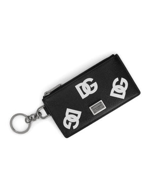 CALFSKIN CARD HOLDER WITH ALL-OVER DG PRINT AND RING