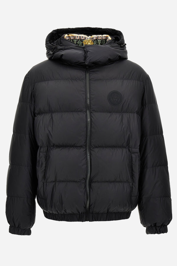 Down Jacket/Vest In Plain Technical Fabric  + Statue Crest Print
