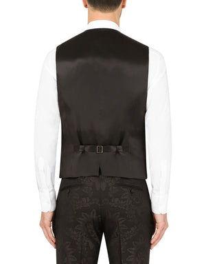 JACQUARD SICILIA-FIT SUIT WITH SATIN PIPING