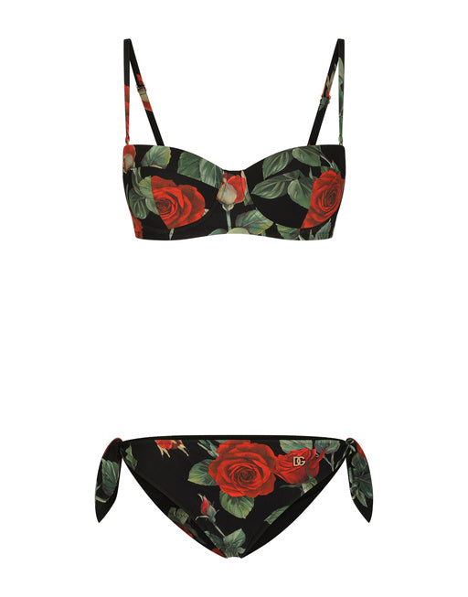 TIE BIKINI BOTTOMS WITH ROSE PRINT