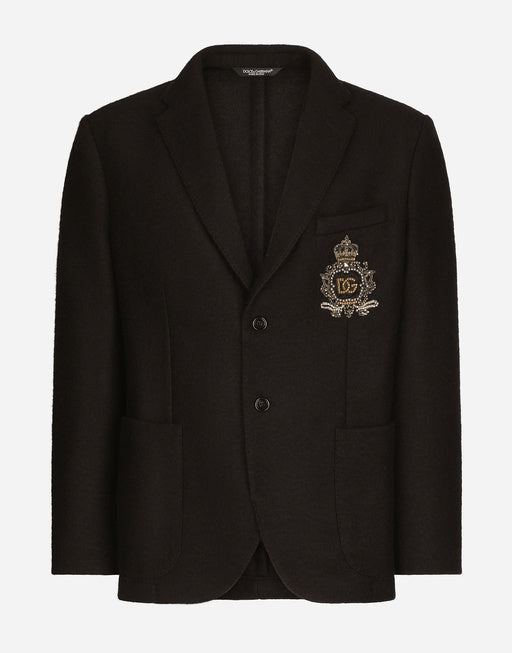 STRETCH JERSEY JACKET WITH HERALDIC PATCH