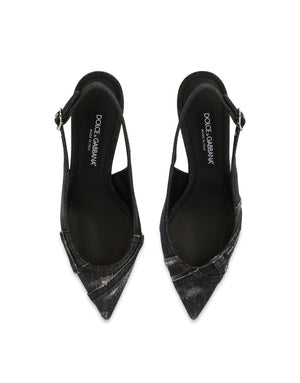 PATCHWORK DENIM SLINGBACKS