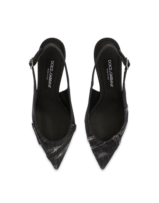 PATCHWORK DENIM SLINGBACKS
