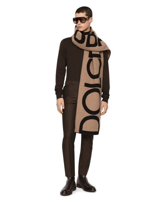 WOOL JACQUARD SCARF WITH DOLCE&GABBANA LOGO