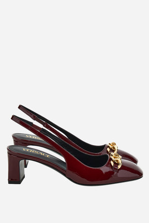 Icon Chain Sling Back  In Patent Leather