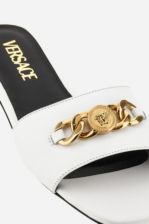 Icon Chain Flat Sandal  In Calf Leather