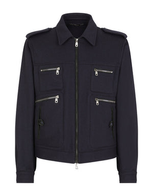 CASHMERE JACKET WITH LEATHER DETAILS