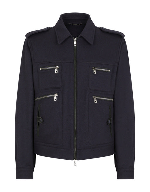 CASHMERE JACKET WITH LEATHER DETAILS
