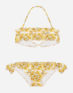 YELLOW MAJOLICA-PRINT BIKINI