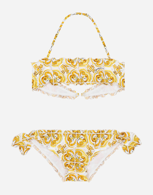 YELLOW MAJOLICA-PRINT BIKINI