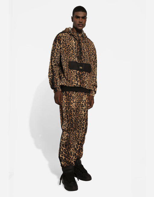 CRESPO LEO PRINT JOGGING PANTS WITH PLAQUE